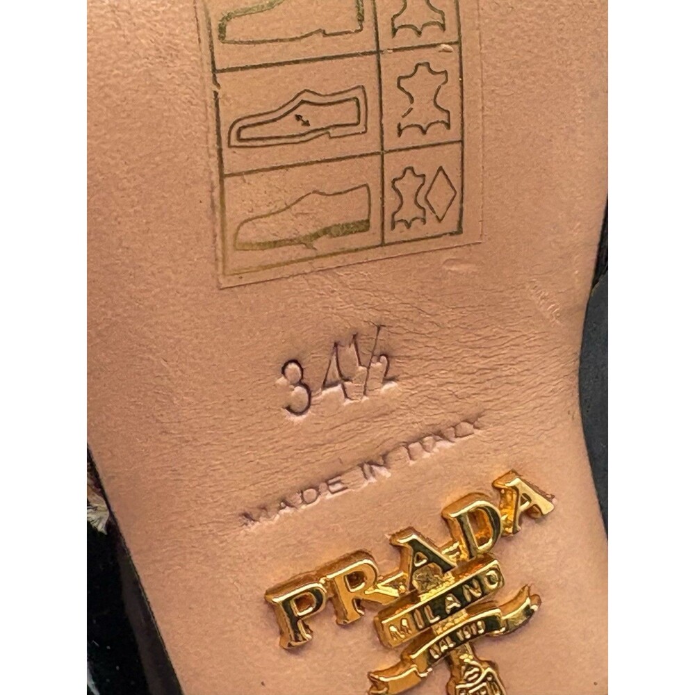 Prada S/S 2009 Black Patent Leather Heels Ribbon Detail Peep Toe Sz EU 34.5 - Picture 11 of 13